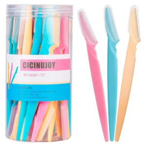 This set of 40 multi-color Solovey eyebrow razors offers safe, precise dermaplaning and facial hair removal for smooth, younger-looking skin, packaged in a clear storage case.