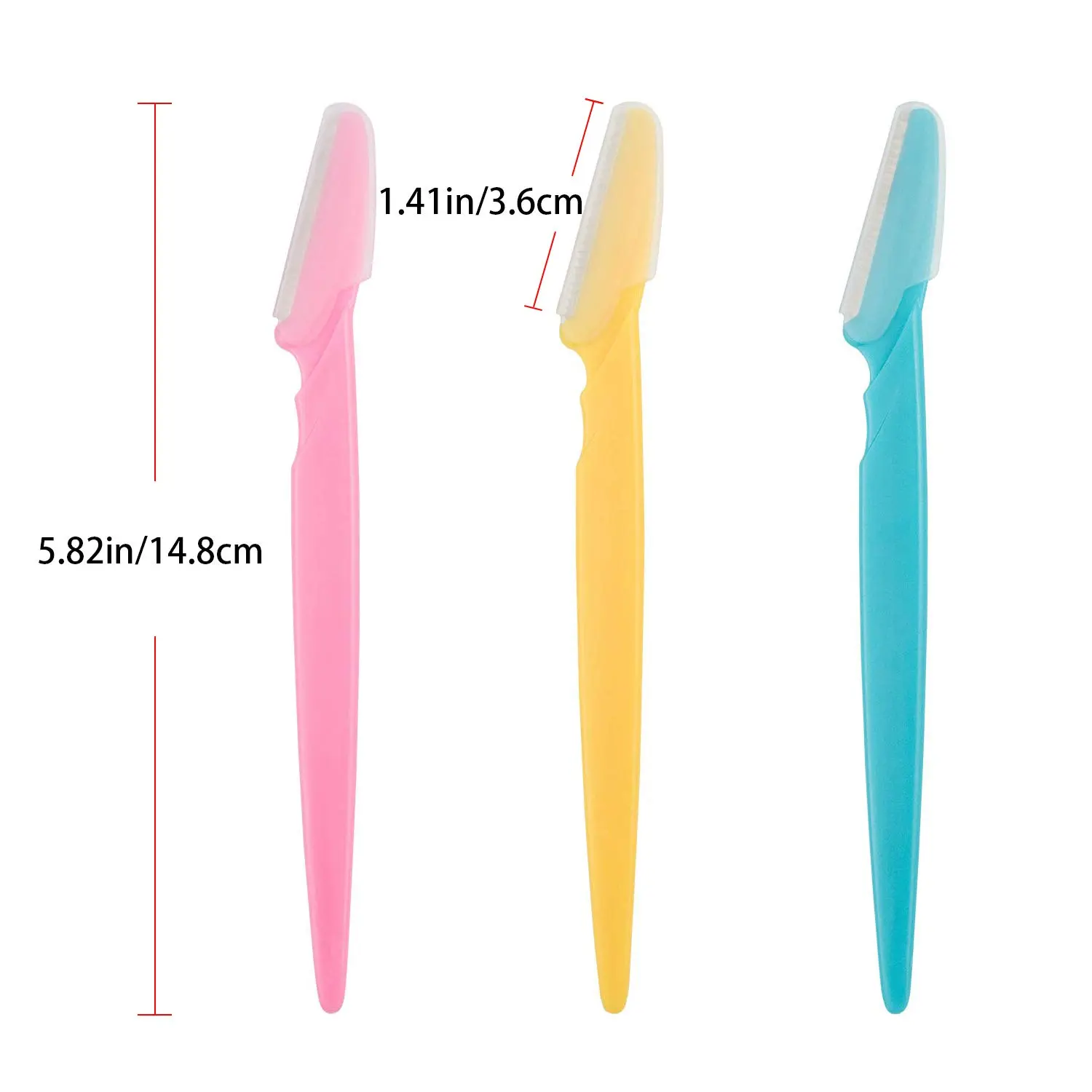 This set of 18 eyebrow razors in blue, pink, and yellow provides a safe and effective way to remove facial hair, shape eyebrows, exfoliate skin, and perform dermaplaning at home.