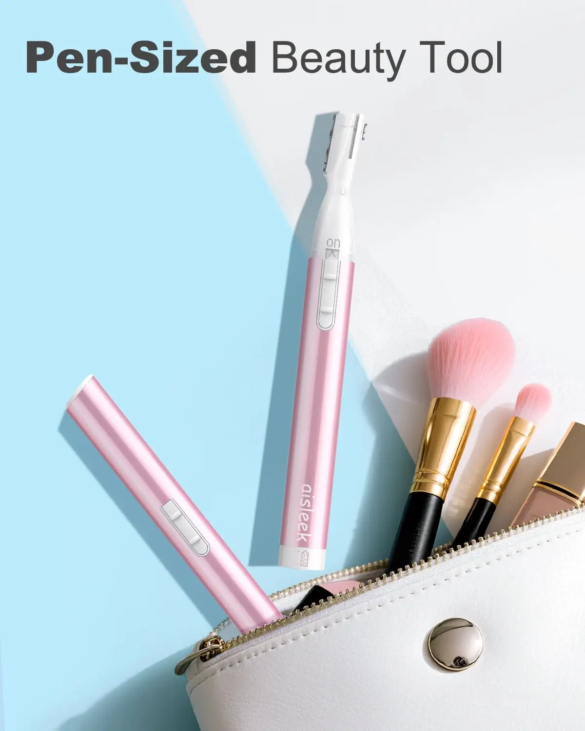 This sleek pen-sized eyebrow and facial hair trimmer offers precise detailing and effortless hair removal for women, powered by a single AAA battery.