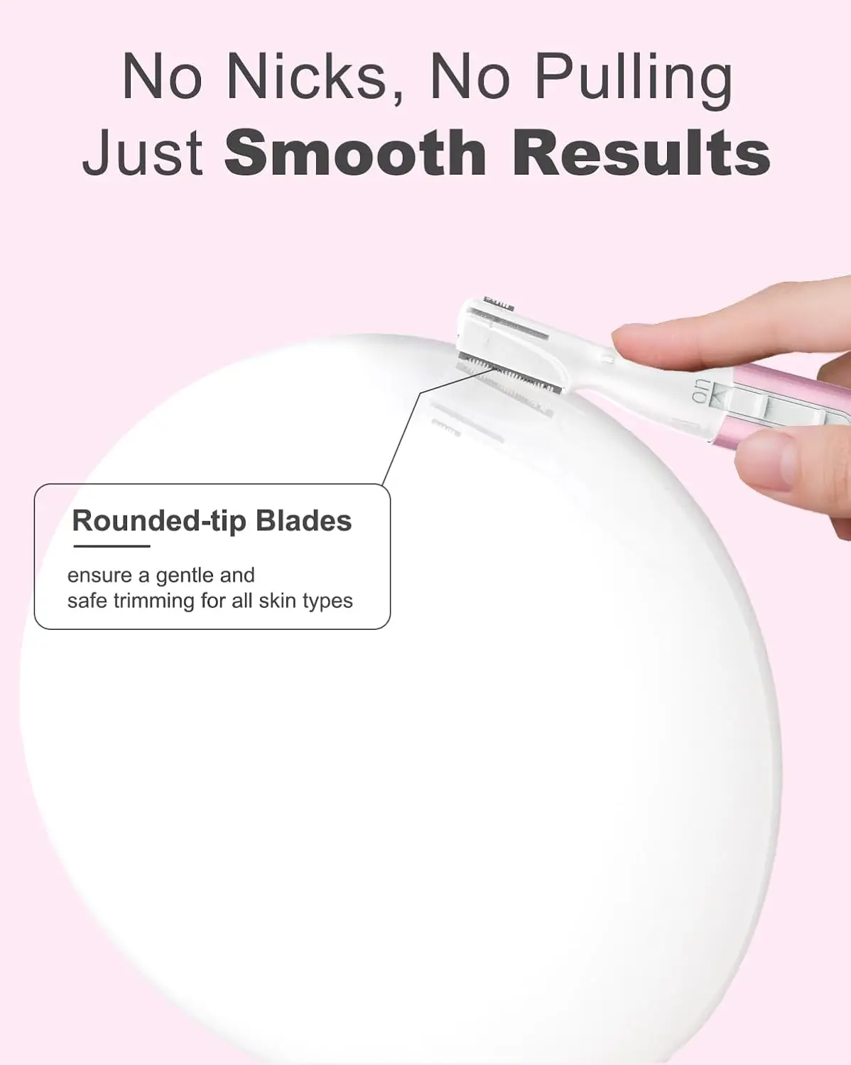 This sleek pen-sized eyebrow and facial hair trimmer offers precise detailing and effortless hair removal for women, powered by a single AAA battery.