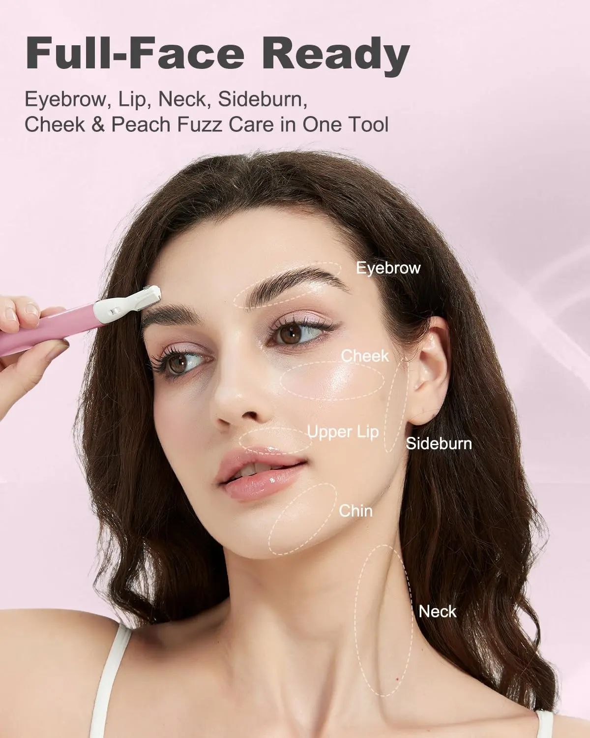 This sleek pen-sized eyebrow and facial hair trimmer offers precise detailing and effortless hair removal for women, powered by a single AAA battery.