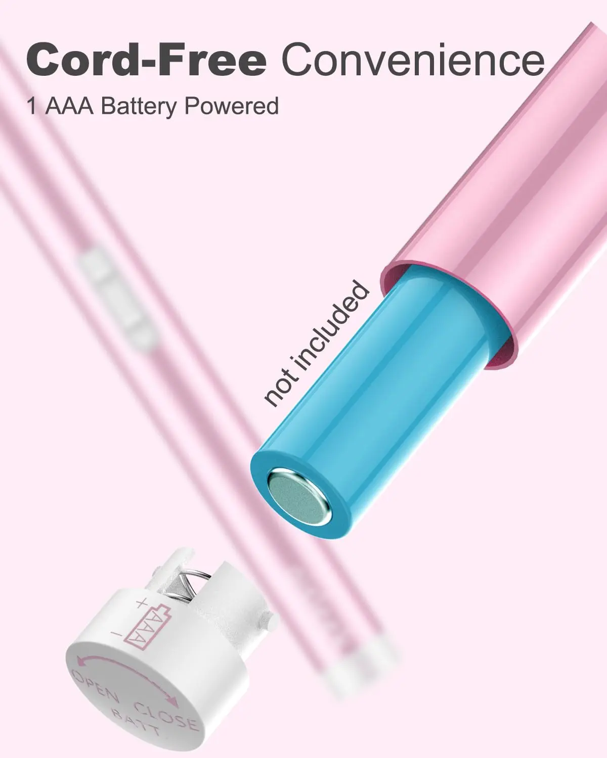 This sleek pen-sized eyebrow and facial hair trimmer offers precise detailing and effortless hair removal for women, powered by a single AAA battery.