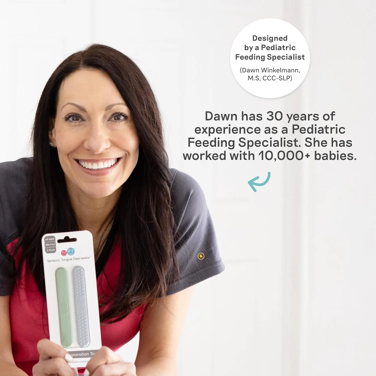 Sage-colored silicone baby toothbrush designed for infants 3+ months with an easy-grip handle and sensory bumps for early oral care.