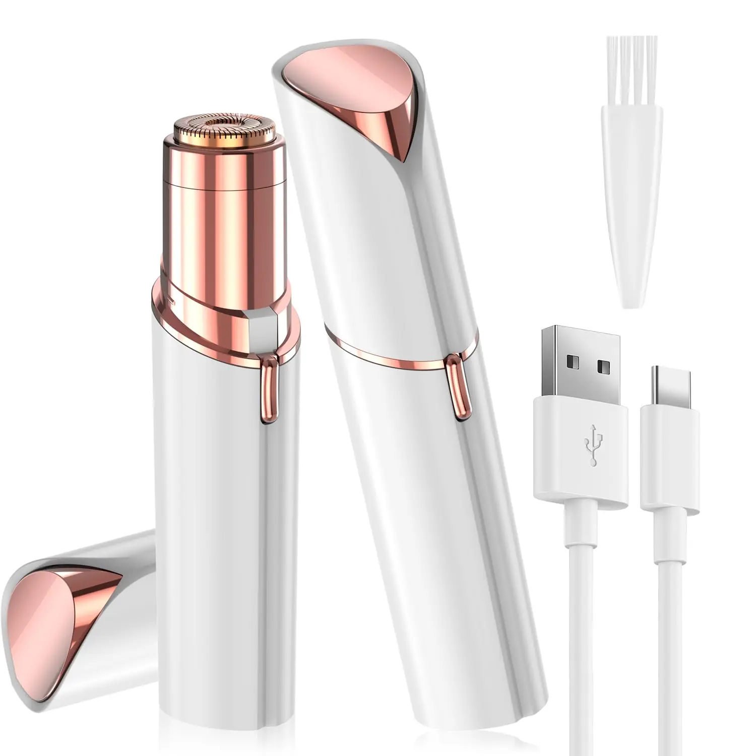 This is a rechargeable facial hair remover for women designed to painlessly remove peach fuzz and upper lip hair, leaving skin smooth.