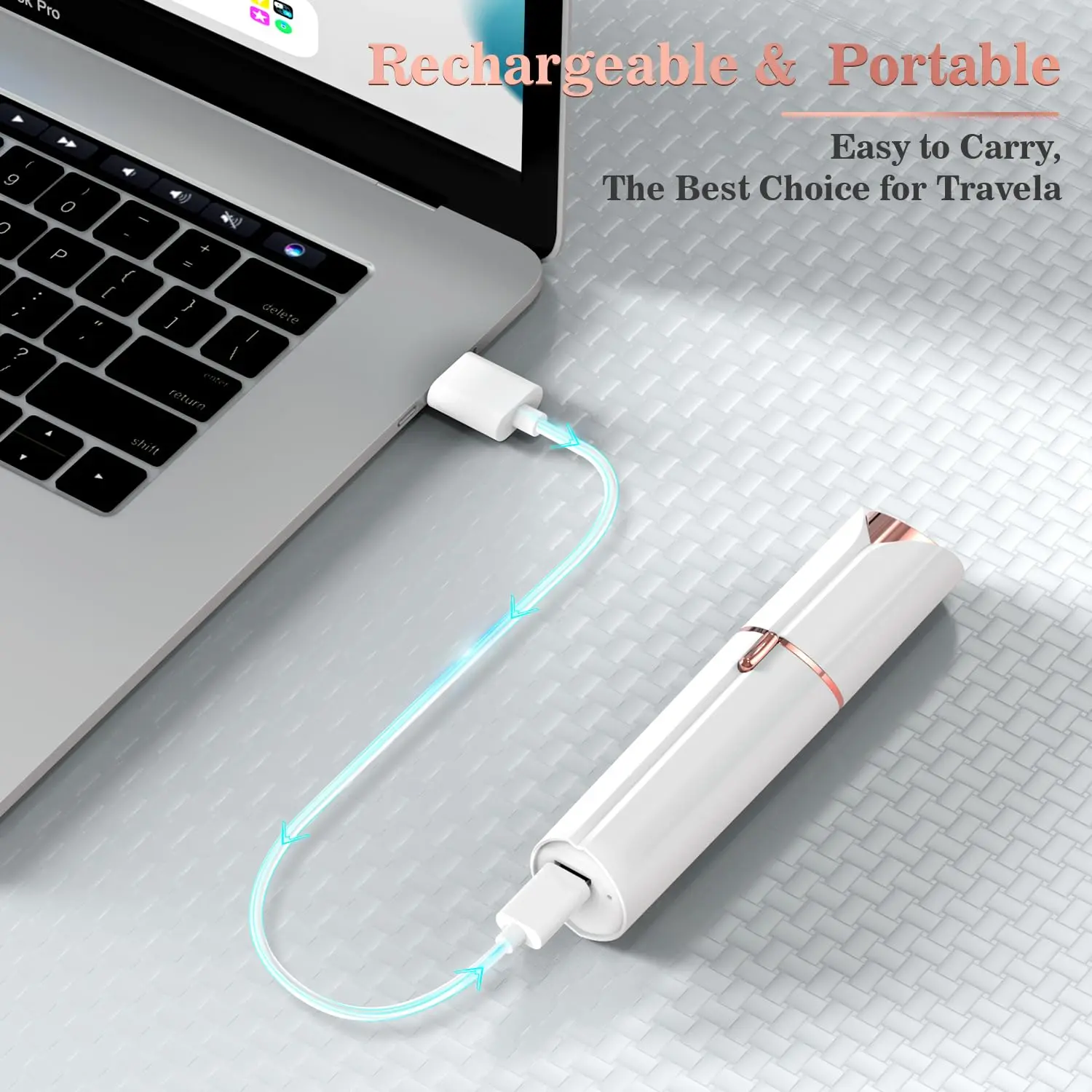 This is a rechargeable facial hair remover for women designed to painlessly remove peach fuzz and upper lip hair, leaving skin smooth.