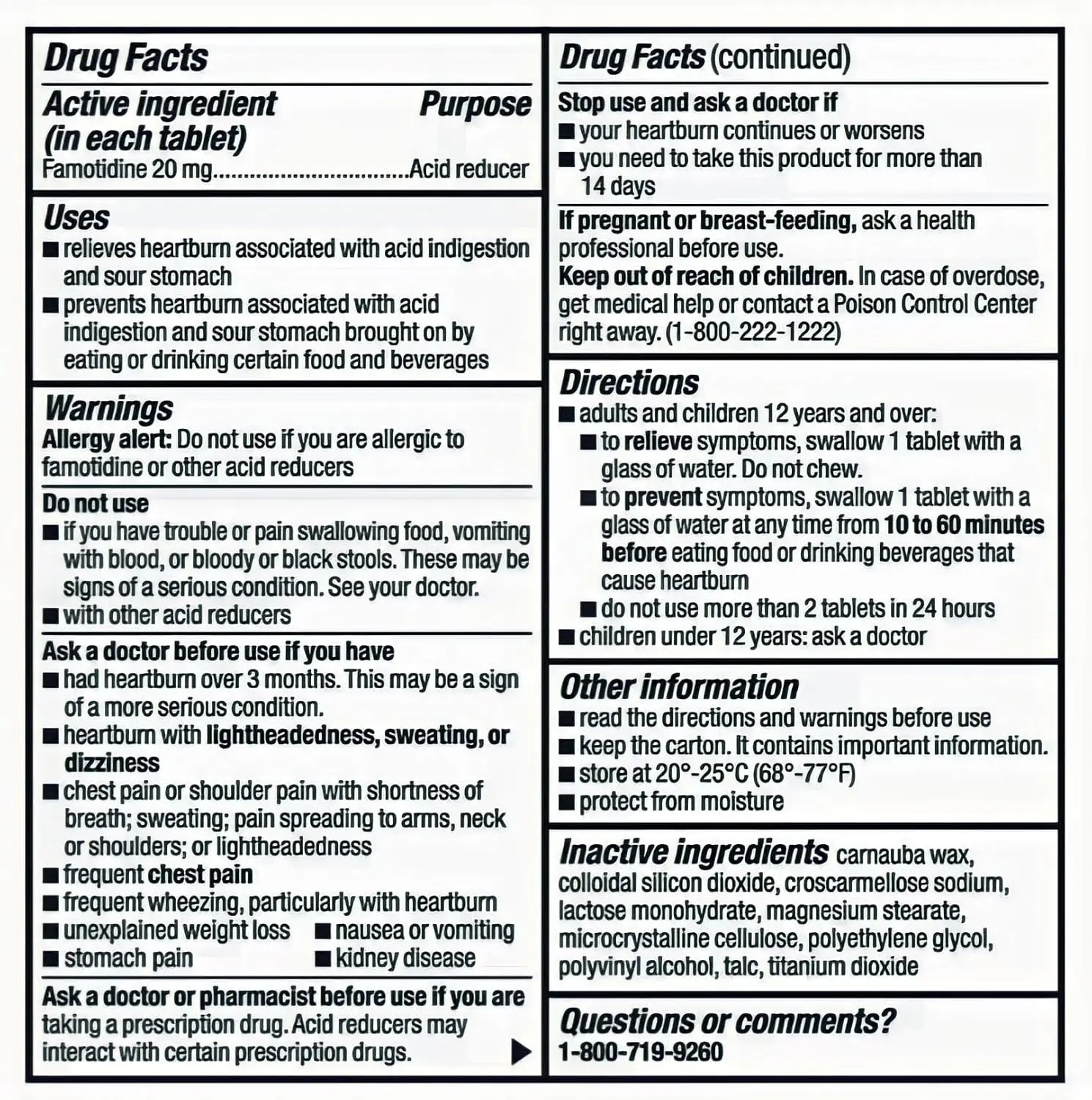 Two bottles of Berkley and Jensen Maximum Strength Famotidine 20mg tablets for heartburn relief are shown.