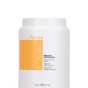 Fanola Restructuring Mask deeply nourishes and hydrates dry, frizzy hair, leaving it soft, shiny, and easy to manage with milk and wheat proteins.