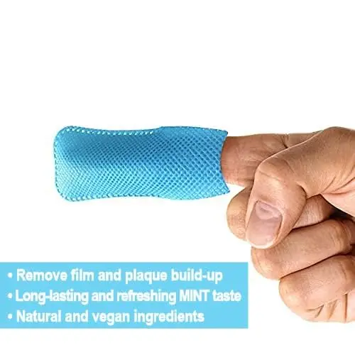 Niu smi)e finger teeth wipes provide a convenient and refreshing way to clean teeth and freshen breath on-the-go, with a mint flavor and individually wrapped for portability.