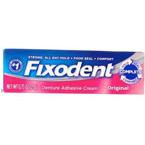 Four-pack of Fixodent Original denture adhesive cream for a strong, long-lasting hold.