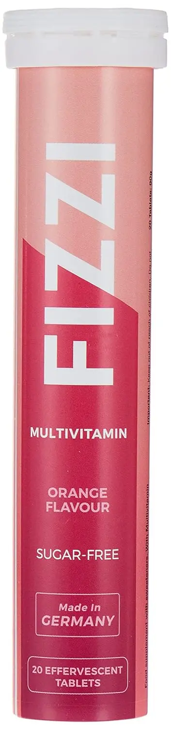 A tube of Fizzi Multivitamin Orange effervescent tablets with 20 tablets, providing a convenient way to get your daily vitamins.