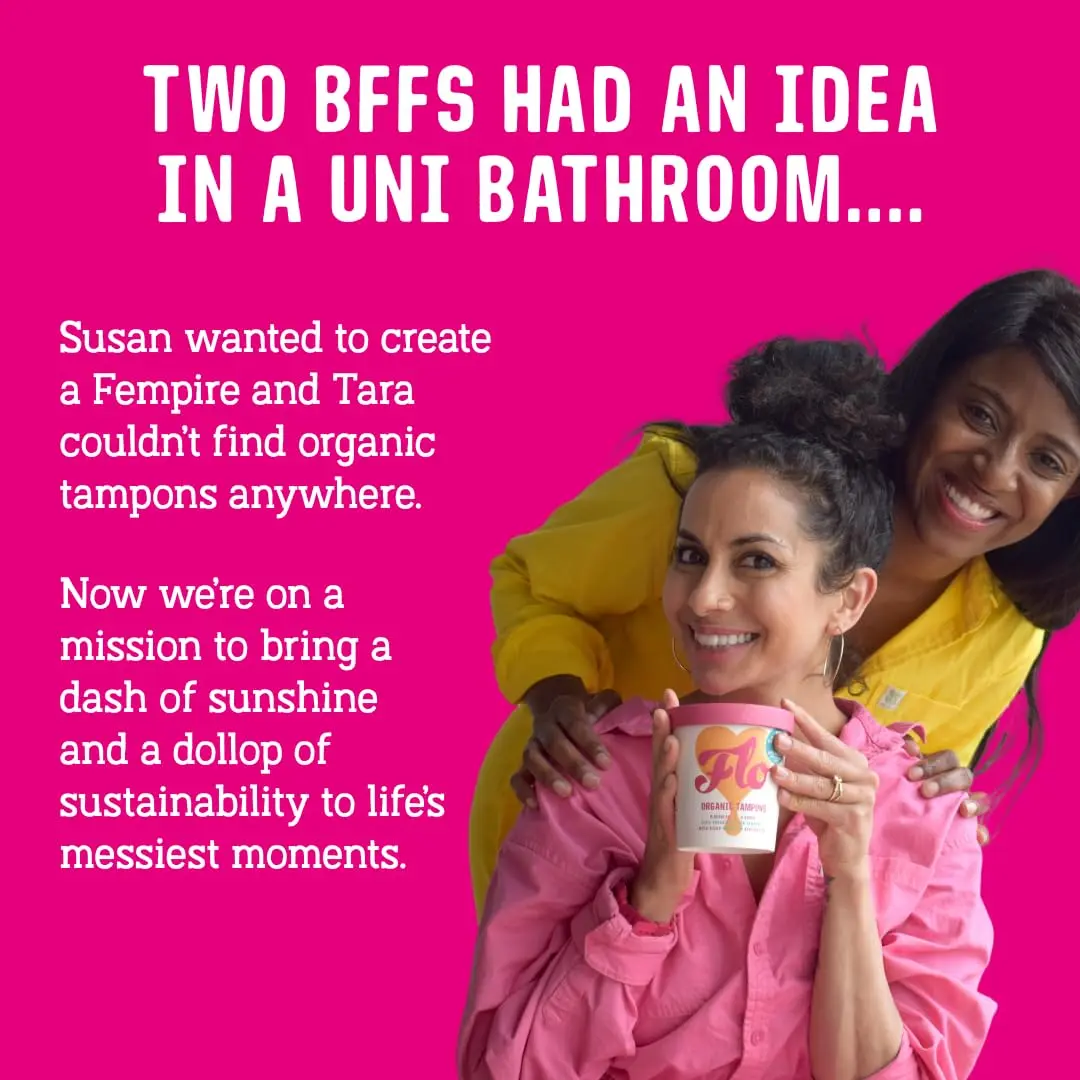 FLO organic cotton tampons with a smooth sugarcane applicator are individually wrapped in plant-based wrappers and come in a recyclable tub.