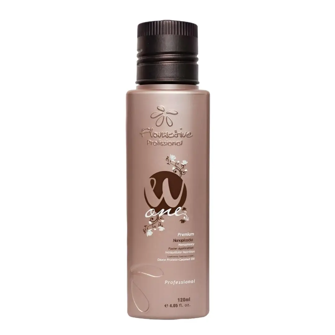 Floractive W One nano protein hair straightening treatment delivers silky smooth, manageable hair with deep moisturization and long-lasting results in just 90 minutes.