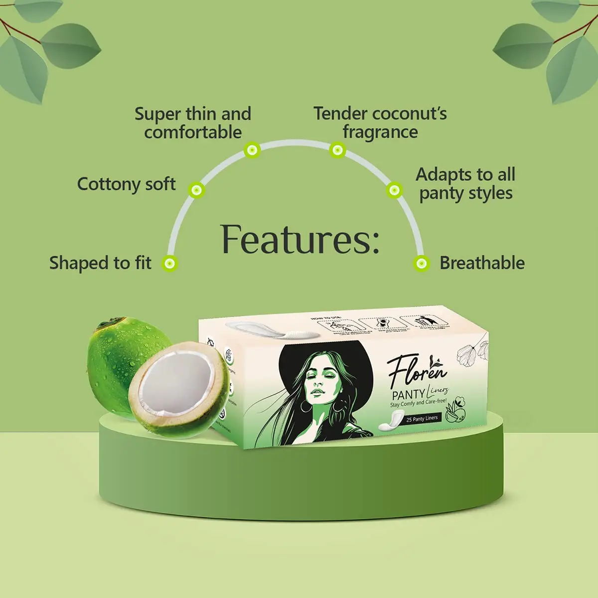 These FLOREN panty liners are ultra-thin, breathable, and made with organic cotton for everyday freshness and comfort.