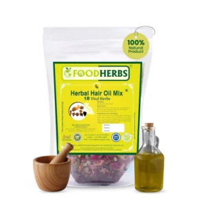 RUITX Foodherbs herbal hair oil mix with 18 vital herbs for hair styling, promoting long, thick, and lustrous hair.
