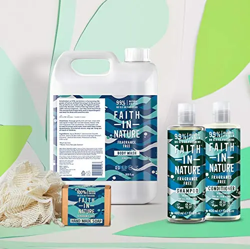Faith In Nature fragrance free body wash gently cleanses sensitive skin with 99 percent natural, vegan and cruelty-free ingredients.