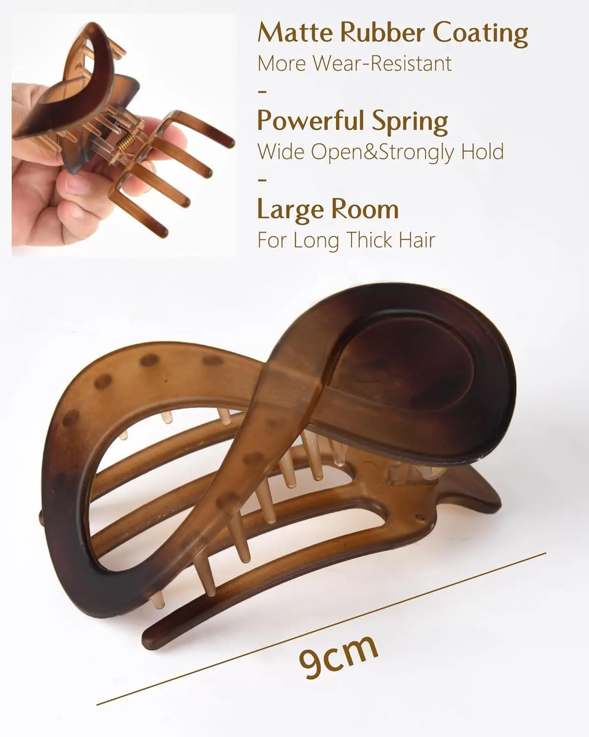 This two pack of stylish French hair clips in black and amber provides a strong hold for all hair types, keeping hair tidy for daily wear or special occasions.