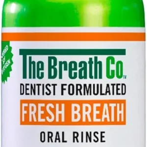 The Breath Co Fresh Breath Oral Rinse in Mild Mint flavor provides 12-hour bad breath relief and maintains a healthy pH balance in the mouth.