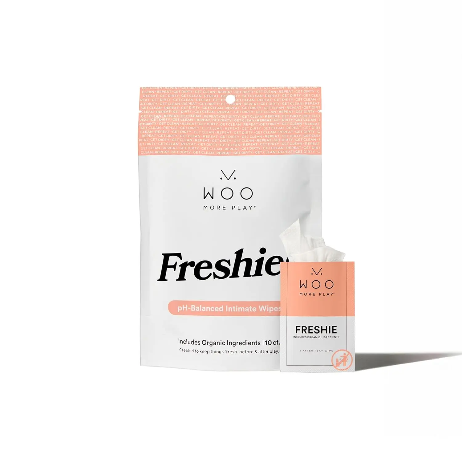 Woo More Play Freshies feminine wipes with aloe vera and cranberry extract provide a gentle and moisturizing cleanse for intimate moments, supporting feminine health.