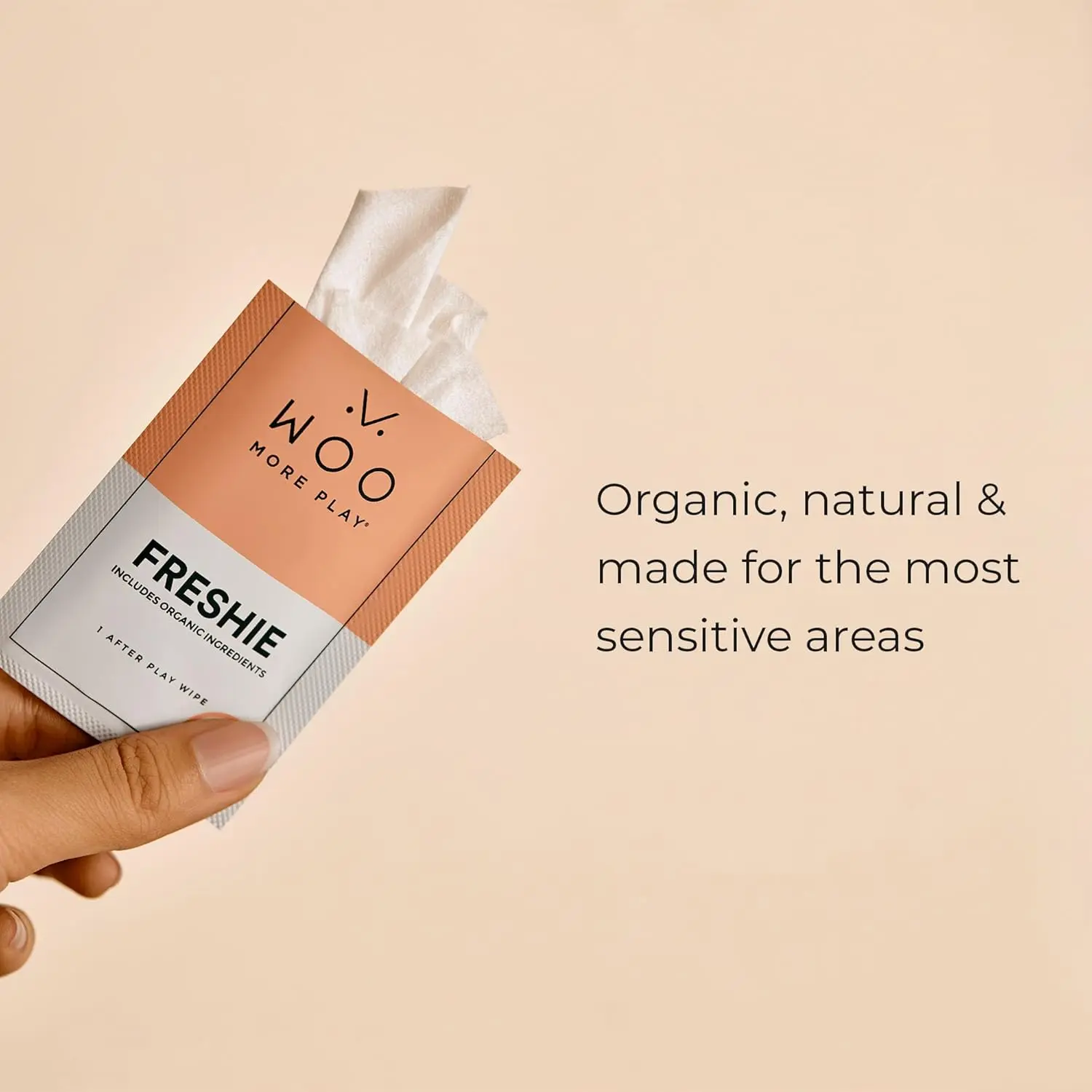 Woo More Play Freshies feminine wipes with aloe vera and cranberry extract provide a gentle and moisturizing cleanse for intimate moments, supporting feminine health.