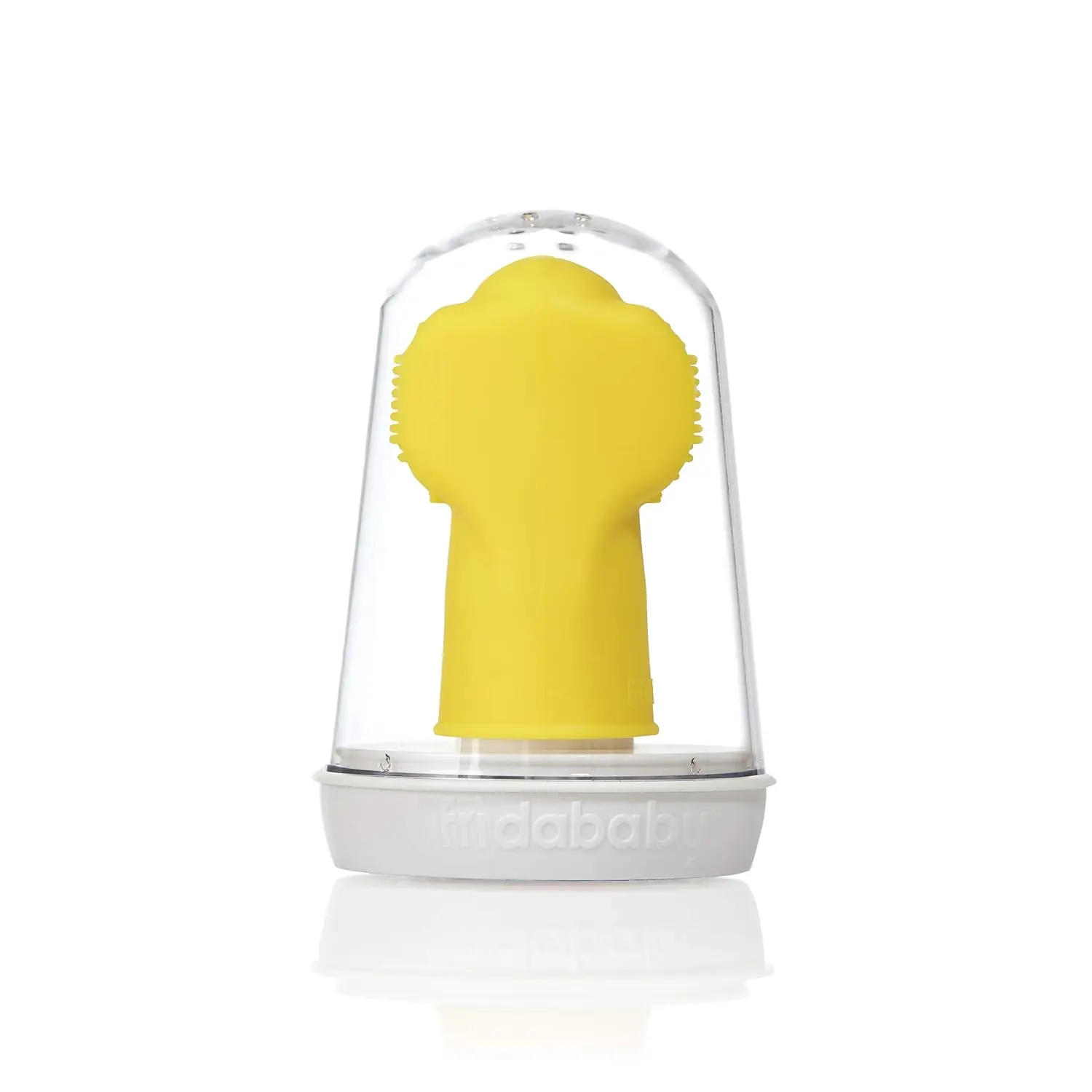 The Frida Baby SmileFrida finger toothbrush features triple-angle, soft silicone bristles to gently clean and massage a baby's teeth and gums while forming good oral hygiene habits.