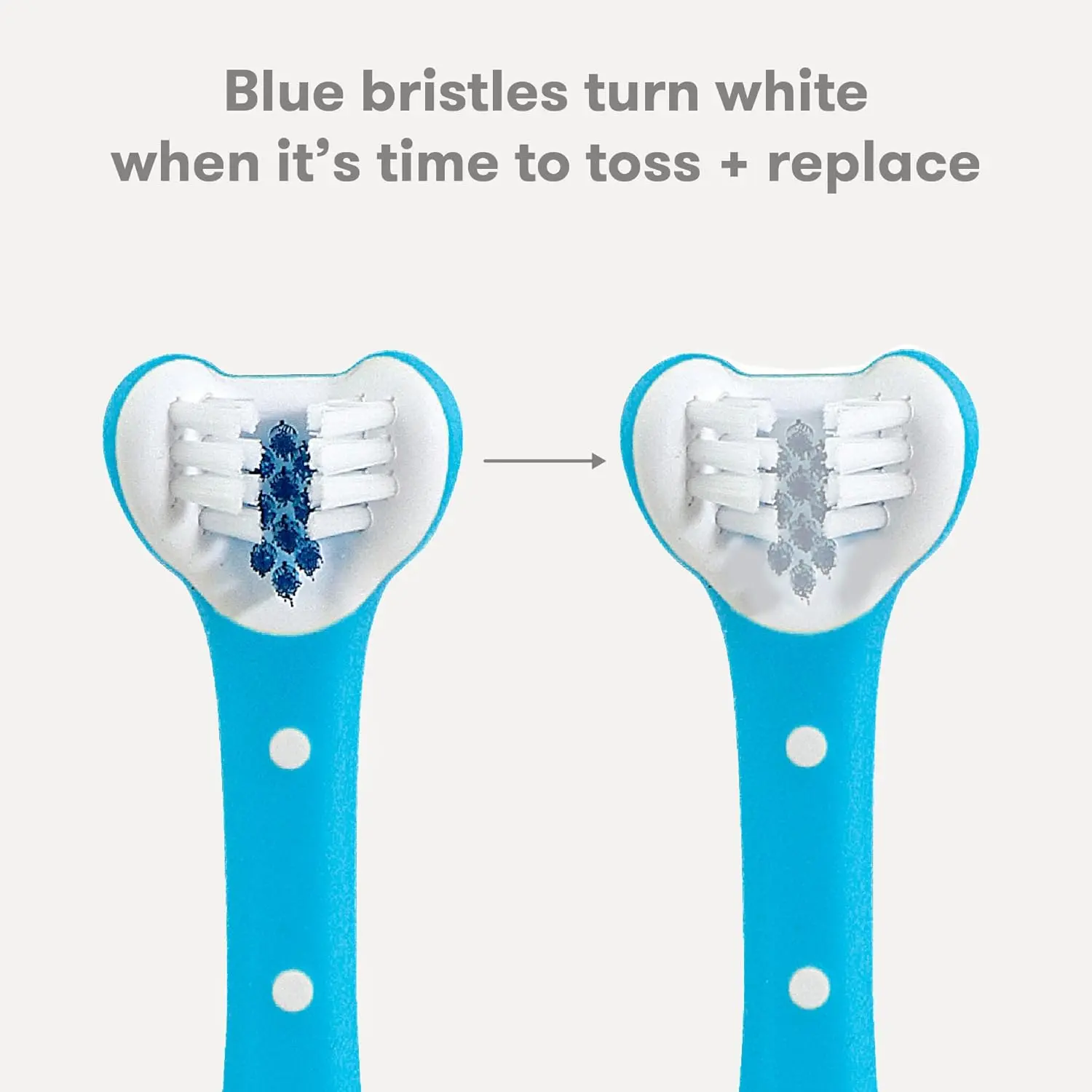 This blue Frida Baby Toothhugger toothbrush features a u-shaped head with triple-angle bristles for toddlers learning to brush.