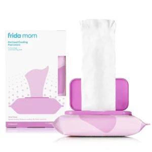 Frida Mom witch hazel cooling pad liners provide cooling relief and full coverage for postpartum care, made with medicated witch hazel, perfect for your hospital bag essentials.