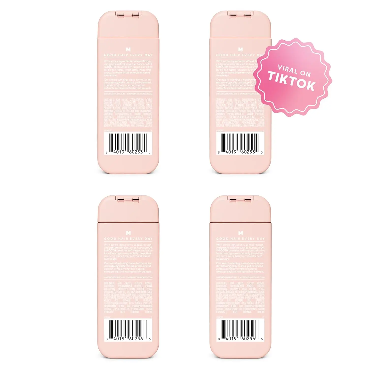 MONDAY Haircare SMOOTH shampoo and conditioner set for frizz-prone hair, formulated with wheat protein and avocado oil.