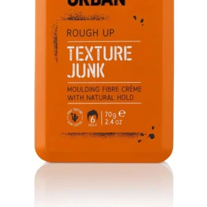 A jar of Fudge Urban Texture Junk hair cream provides a medium, flexible hold for styling men's hair.