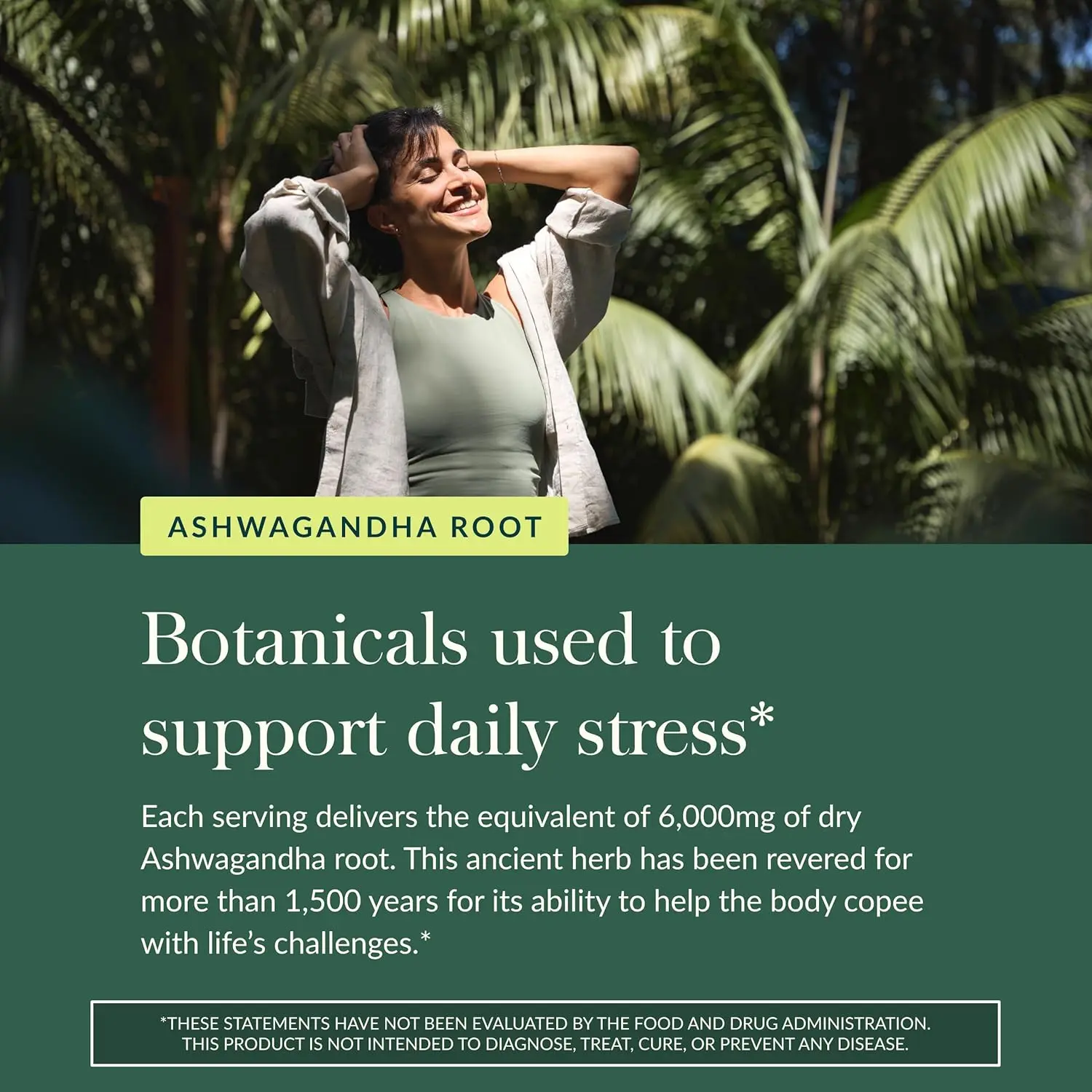 A bottle of Gaia Herbs Organic Ashwagandha Gummies to support stress response and energy levels, made with ashwagandha, cinnamon, and ginger.