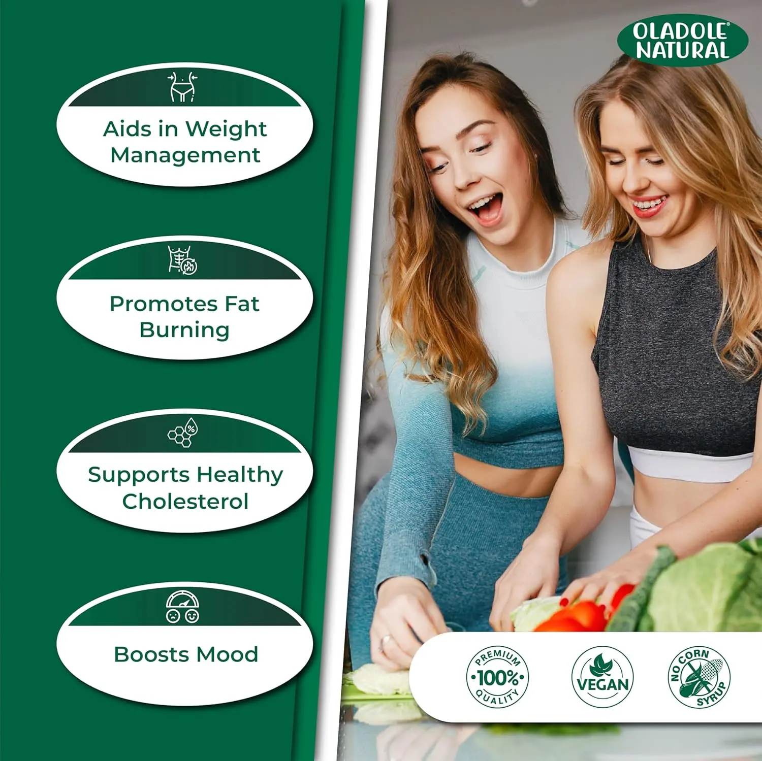 Oladole Natural Garcinia Cambogia capsules support healthy weight management, regulate blood sugar, boost metabolism and digestive health.