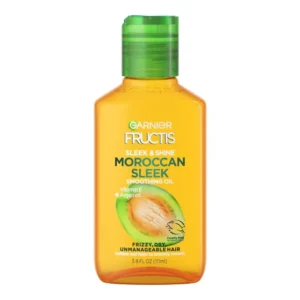 Garnier Fructis Sleek and Shine Moroccan Oil Treatment with argan oil helps control frizz and adds shine to dry hair.