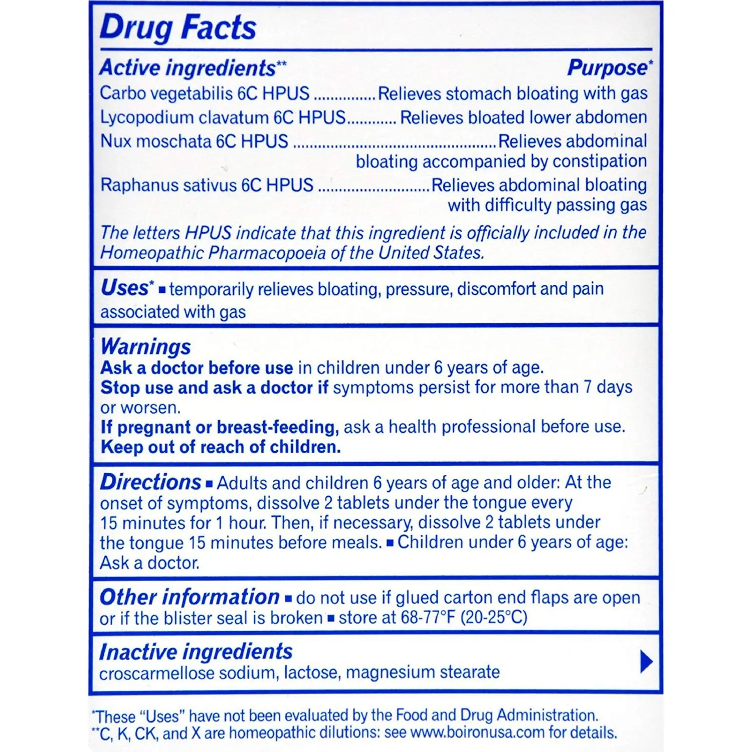 Four packs of Boiron Gasalia homeopathic medicine for quick relief of gas, bloating, pressure, and pain.