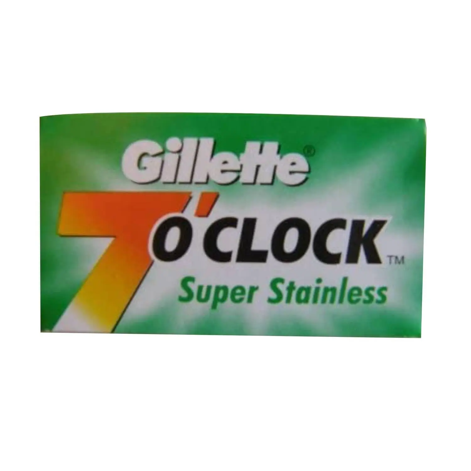 A pack of Gillette 7 o'clock Super Stainless double edge safety razor blades imported from Russia containing 20 blades.