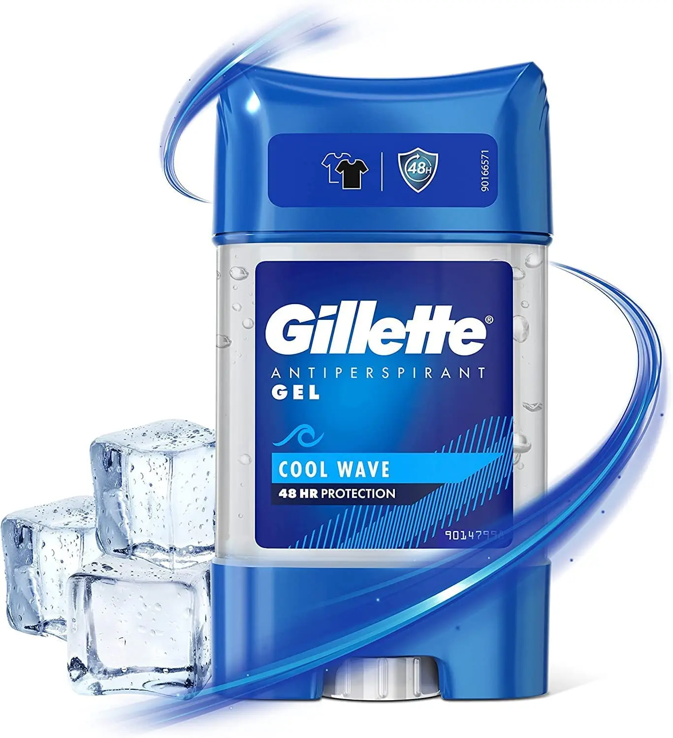 This image shows Gillette Cool Wave antiperspirant deodorant gel for men, offering 48-hour invisible sweat and odour protection with easy application.