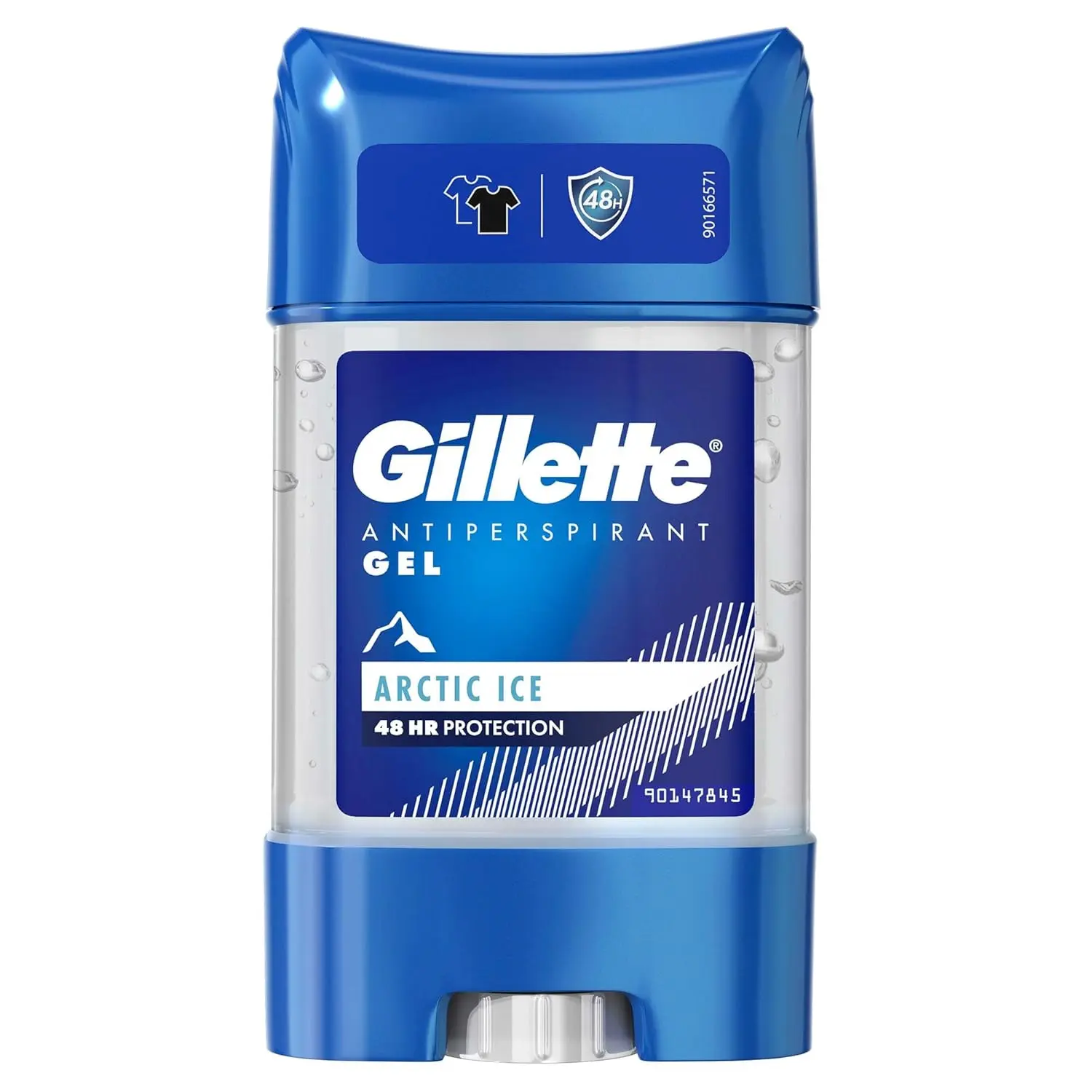 A 70ml container of Gillette Arctic Ice clear gel antiperspirant provides 48 hours of freshness, eliminates odor, and reduces wetness.