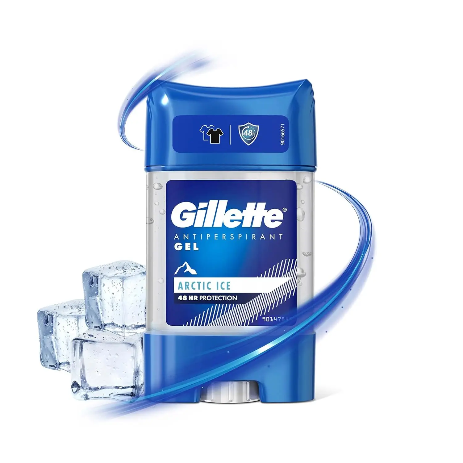 A 70ml container of Gillette Arctic Ice clear gel antiperspirant provides 48 hours of freshness, eliminates odor, and reduces wetness.