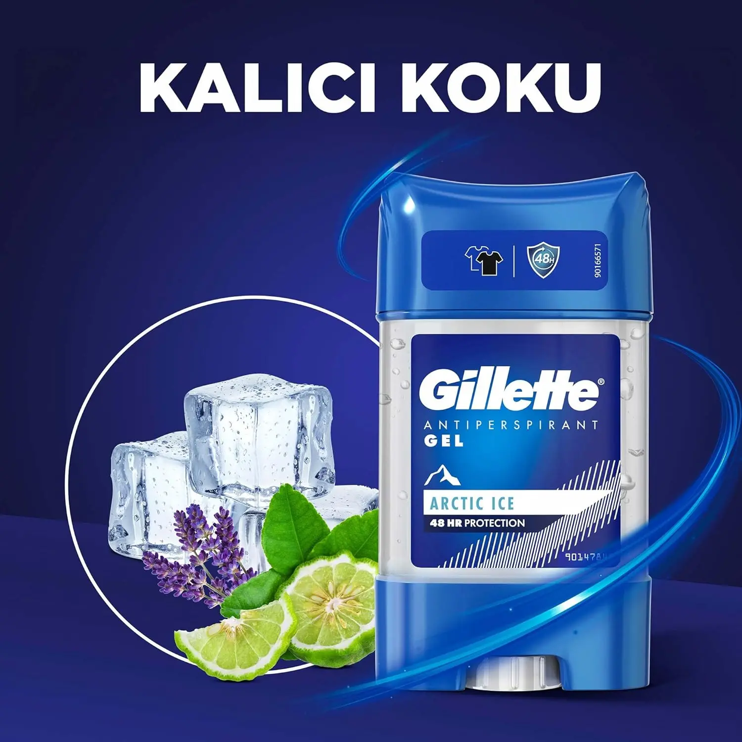 A 70ml container of Gillette Arctic Ice clear gel antiperspirant provides 48 hours of freshness, eliminates odor, and reduces wetness.