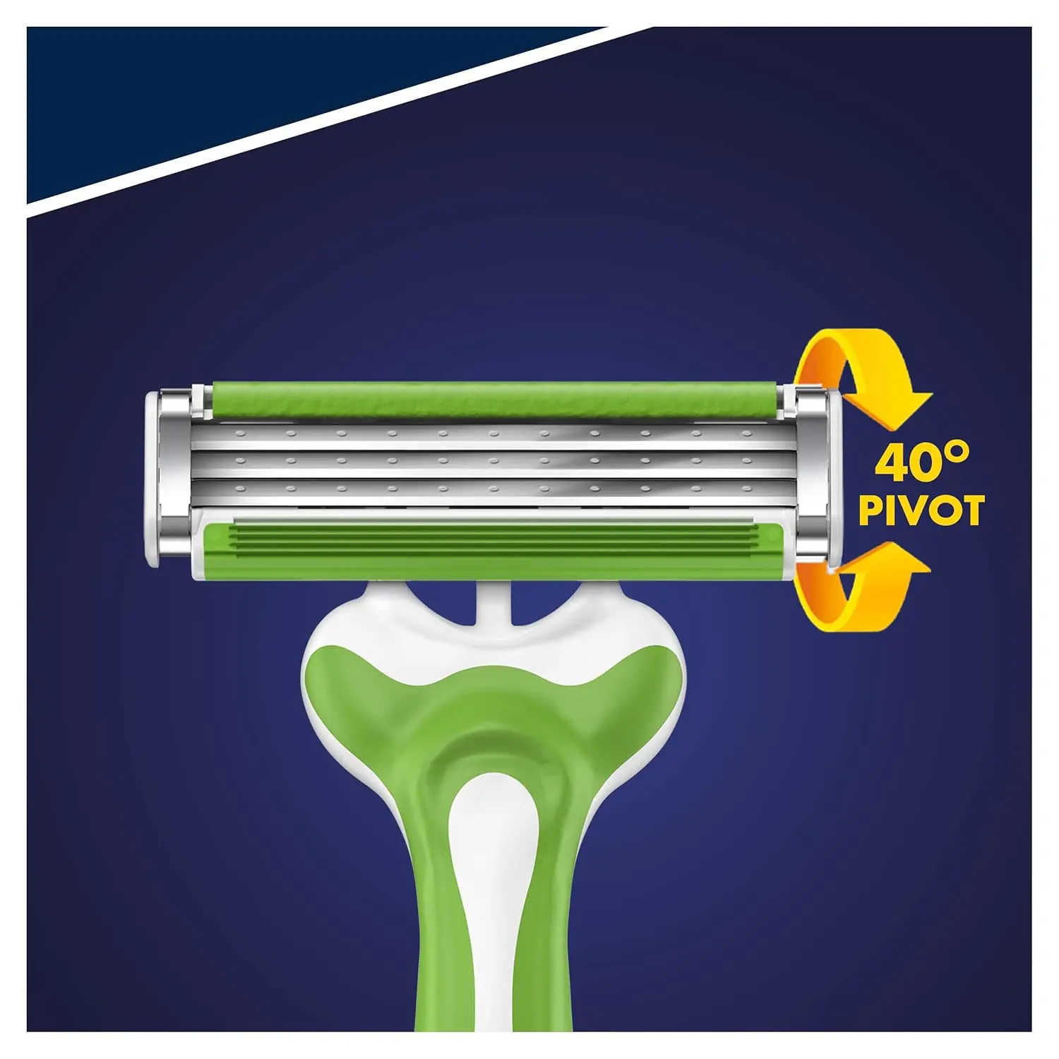 A pack of six Gillette Blue 3 Sensitive disposable razors for men with enhanced lubrastrip, three spring-mounted blades, pivoting head, non-slip rubber handle and soft protective microfins for a comfortable shave on sensitive skin.