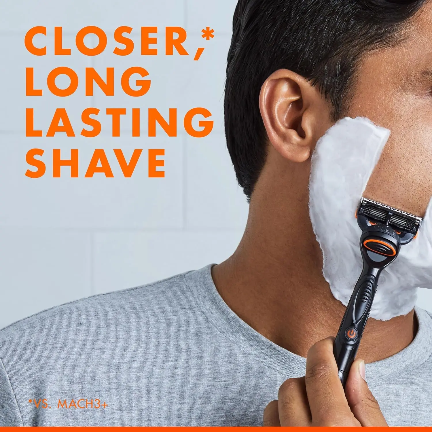 A pack of eight Gillette Fusion Power razor blade refills featuring MicroComb technology and a back edging blade for precise trimming of facial hair.