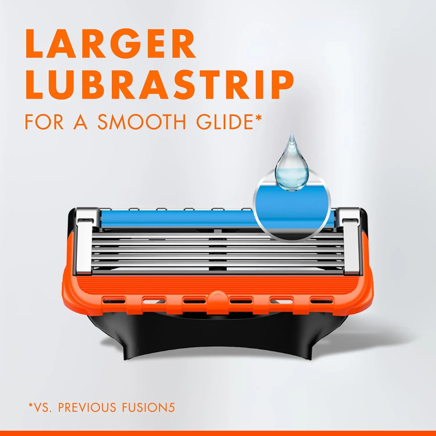 A pack of eight Gillette Fusion Power razor blade refills featuring MicroComb technology and a back edging blade for precise trimming of facial hair.