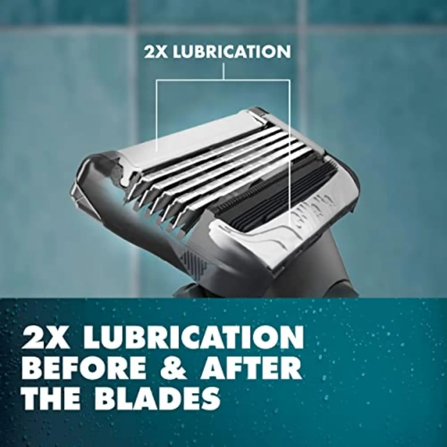 Gillette Intimate Razor with 5 anti-friction blades and 2x lubrication for a gentle, comfortable shave on delicate pubic skin, featuring a flexible handle for easy reach.