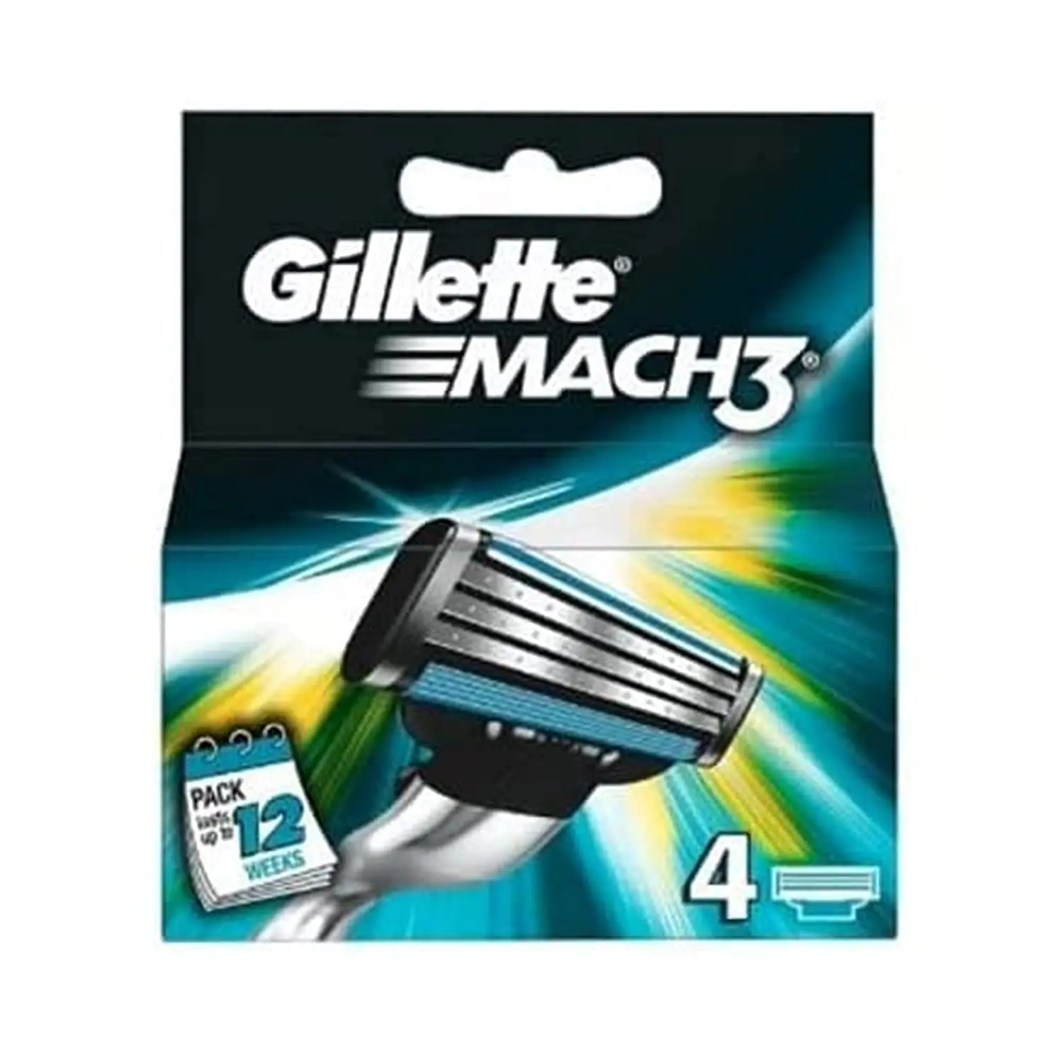 A pack of four Gillette MACH3 razor blade refills for men, engineered with stronger-than-steel blades for up to 15 comfortable shaves per blade.