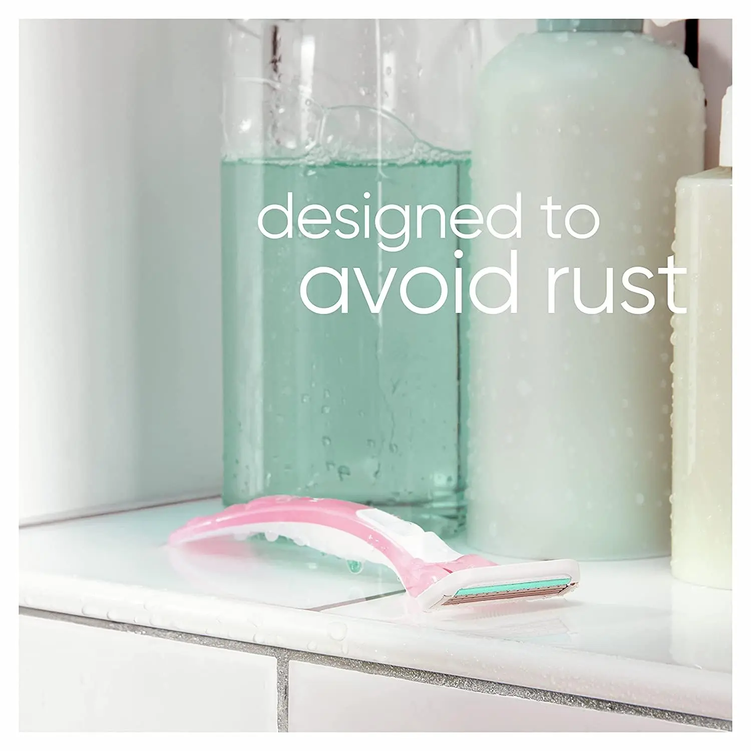 A pack of Gillette Venus Sensitive disposable razors with skin elixir lubrastrip and three curve-hugging blades for a smooth, comfortable shave, ideal for sensitive skin.