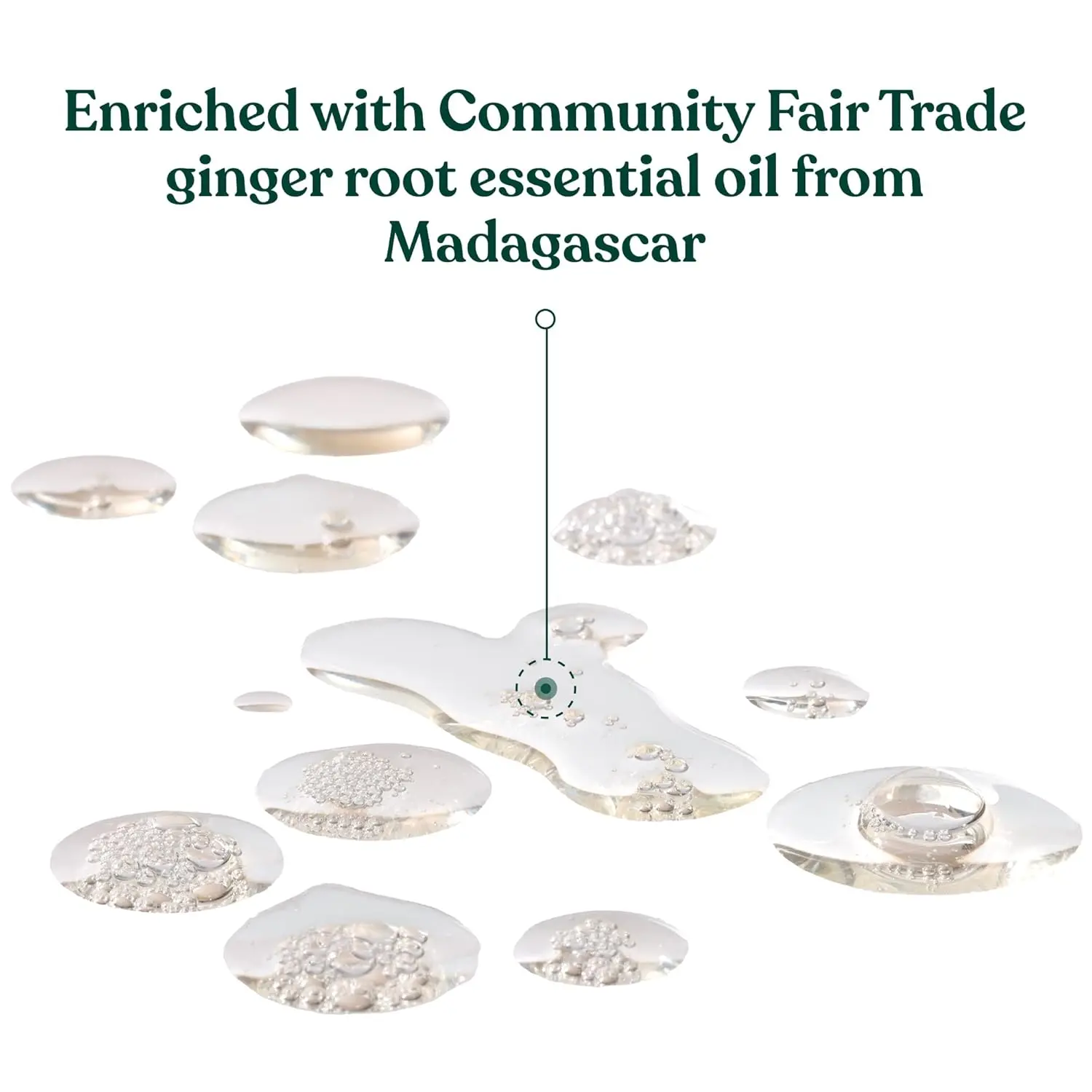 A bottle of ginger scalp serum designed to calm and nourish dry, flaky scalps while invigorating the senses with a refreshing ginger scent.