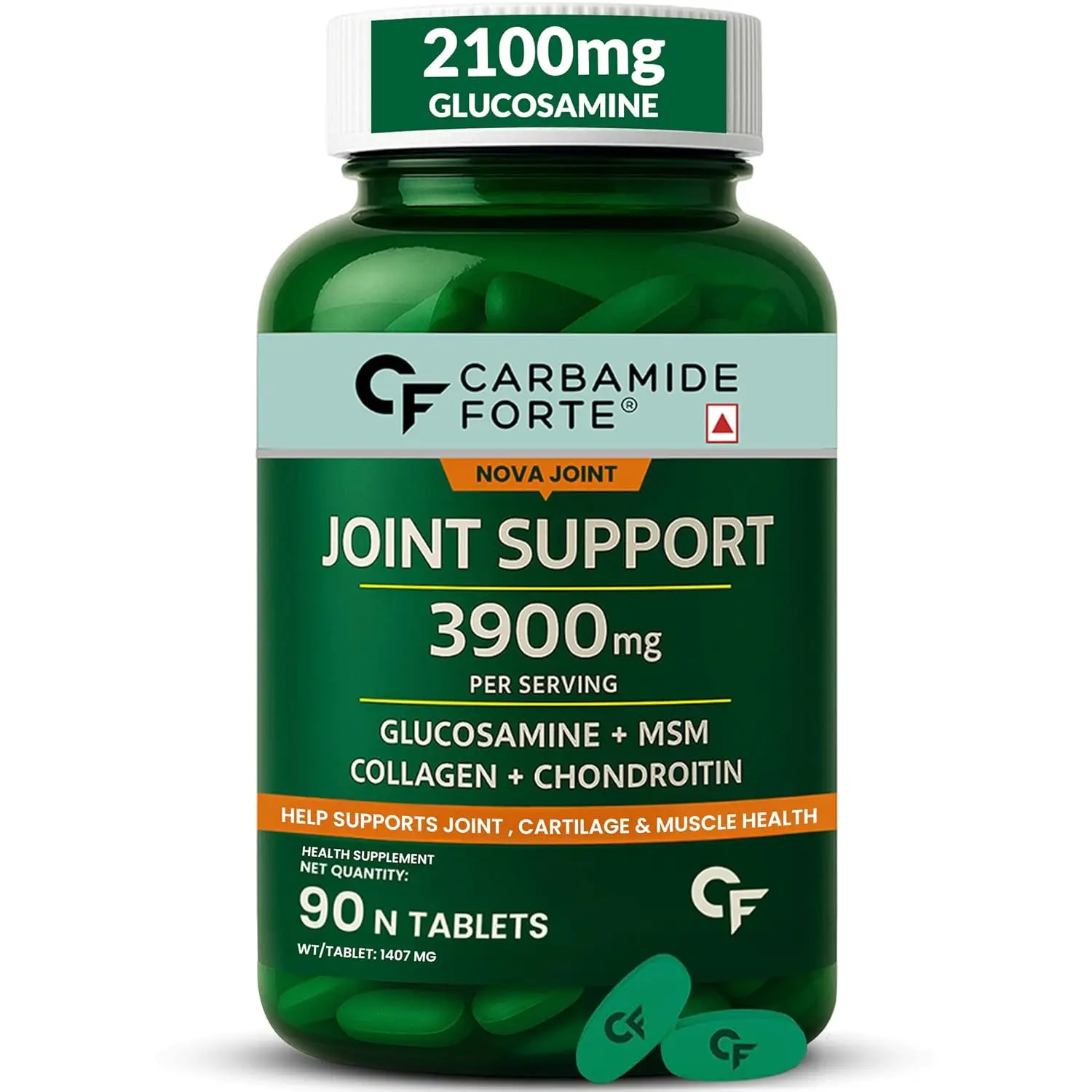 This bottle contains Glucosamine Chondroitin MSM joint support supplements with extra strength ingredients to help rebuild cartilage, relieve pain and stiffness, and increase flexibility and mobility for both men and women.