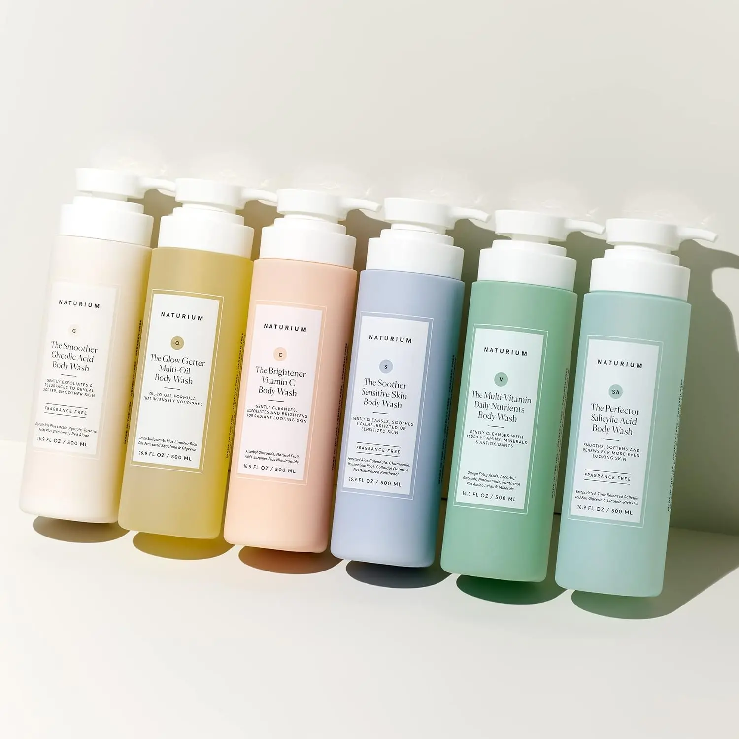 Naturium Glycolic Acid Exfoliating Body Wash gently cleanses and resurfaces rough skin, leaving it feeling softer and smoother.