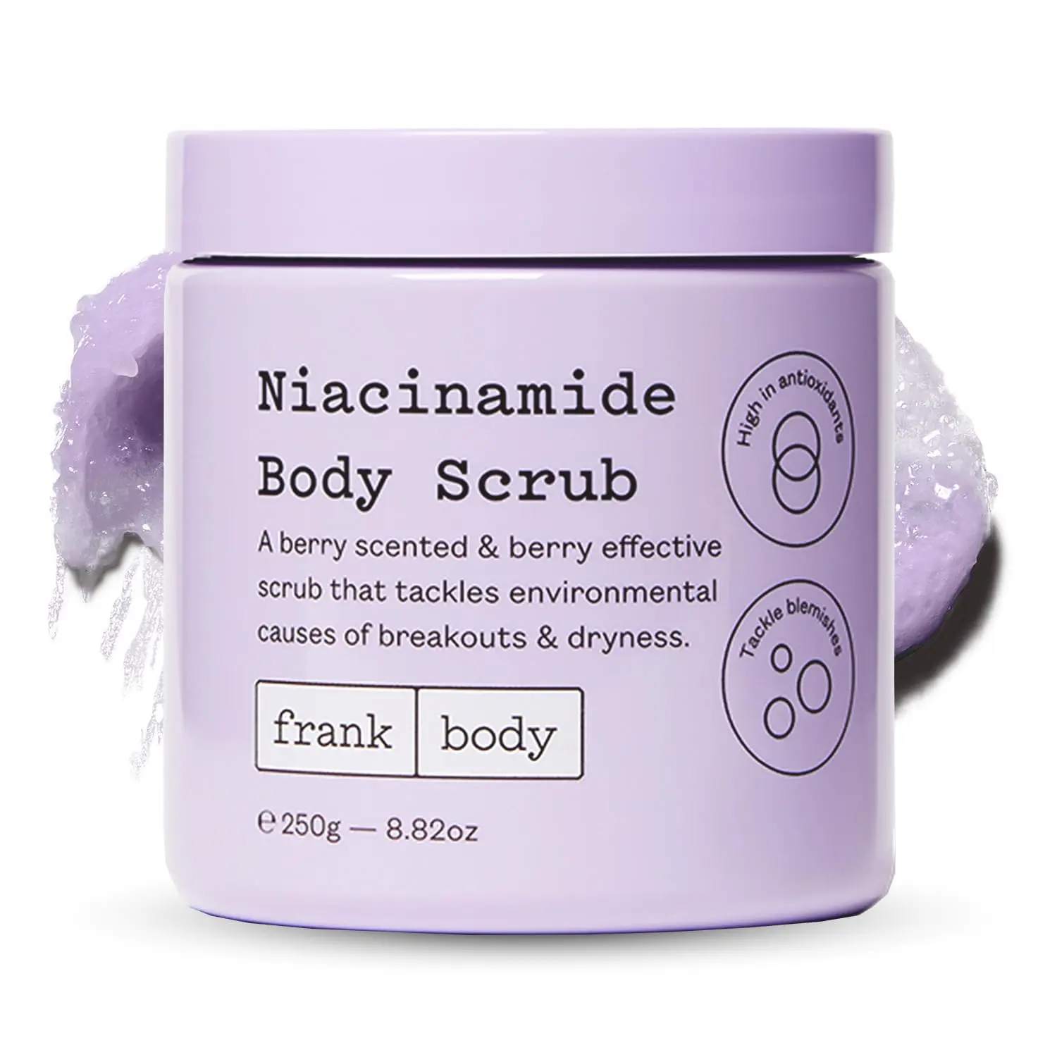 Frank Body glycolic body scrub exfoliates and smooths skin with AHAs, pumice, witch hazel, and niacinamide, helping to reduce breakouts, ingrown hairs, and uneven texture.