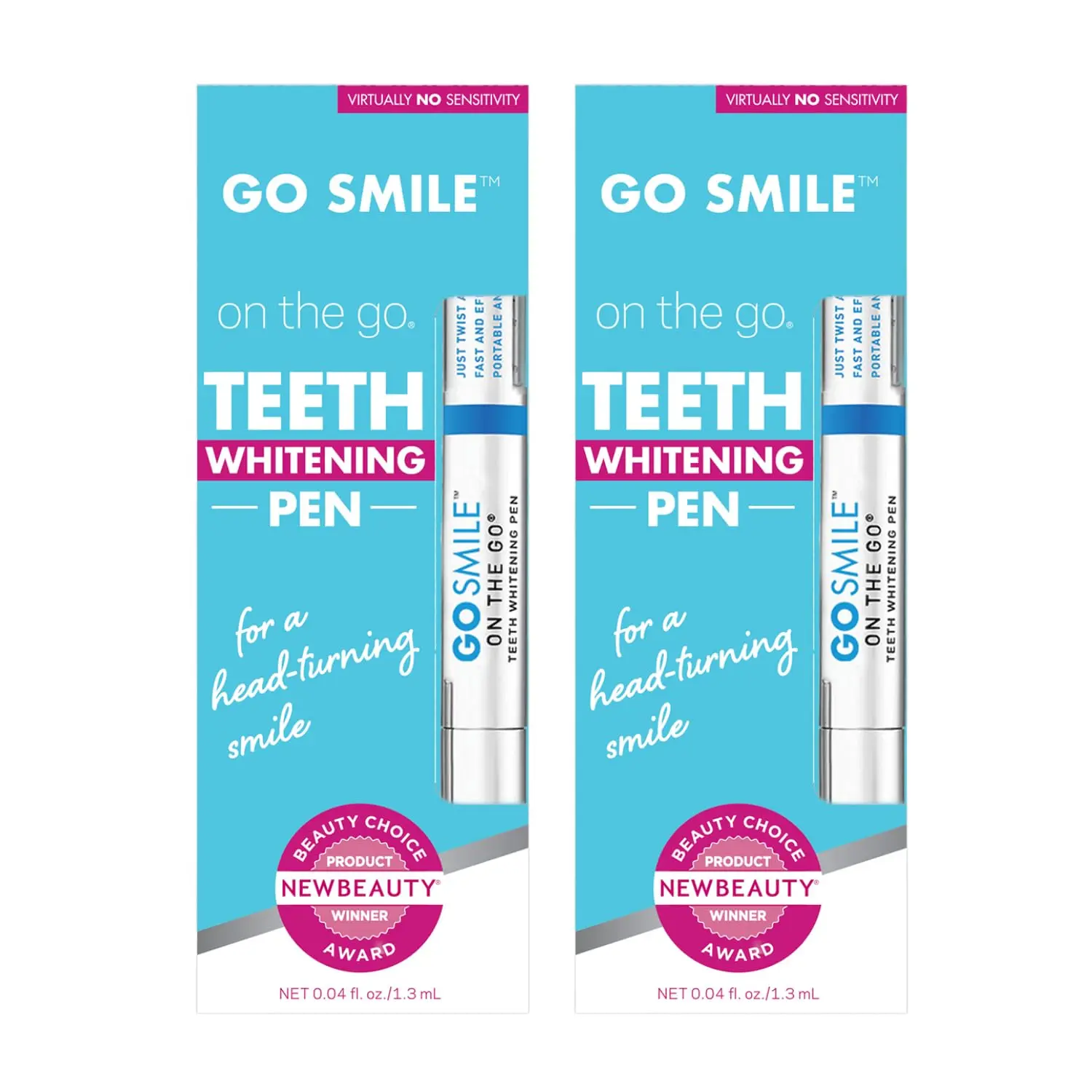 This image shows the GO Smile On The Go Teeth Whitening Pen 2 Pack, a convenient and portable way to whiten your teeth anytime, anywhere, for a brighter smile.