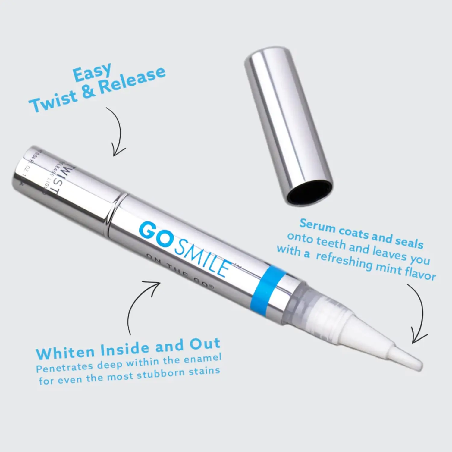 This image shows the GO Smile On The Go Teeth Whitening Pen 2 Pack, a convenient and portable way to whiten your teeth anytime, anywhere, for a brighter smile.
