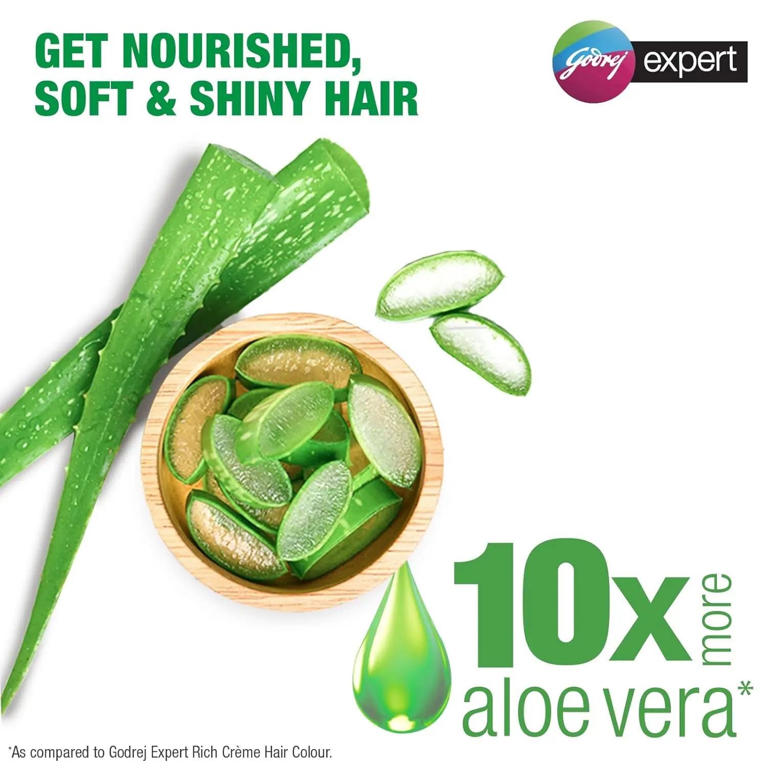 Four packs of Godrej Expert Rich Crème Dark Brown hair color providing 100% grey coverage with aloe vera and milk protein for soft, shiny hair.